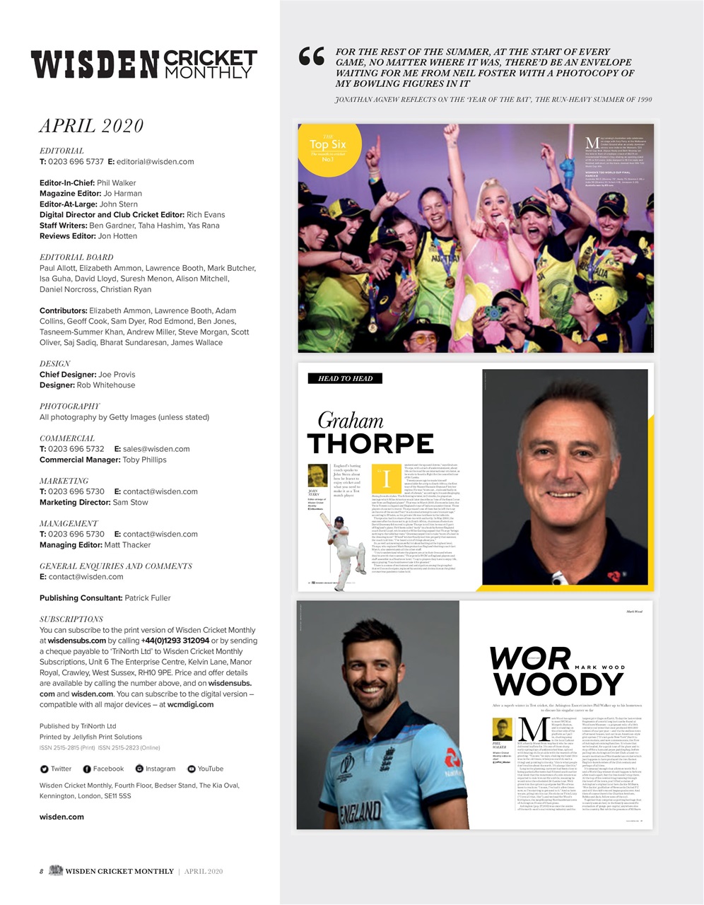 Wisden Cricket Monthly Preview Pages