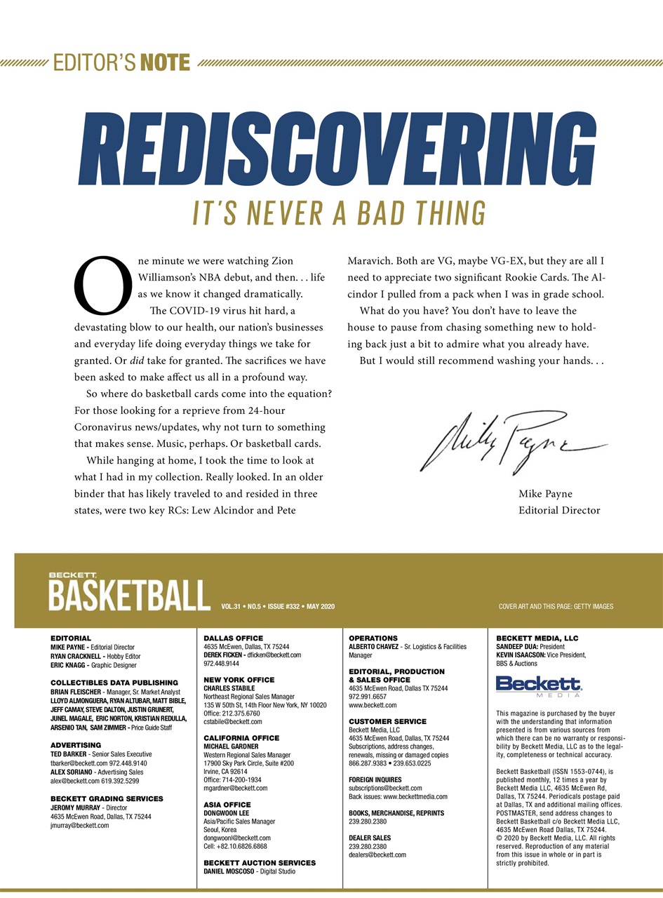 Beckett Basketball Magazine Preview Pages
