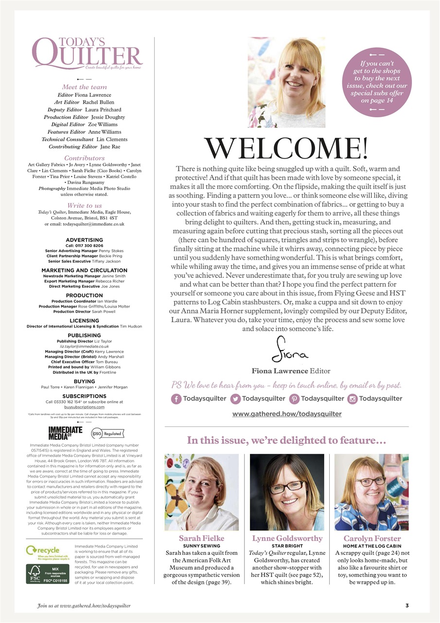 Today’s Quilter Preview Pages