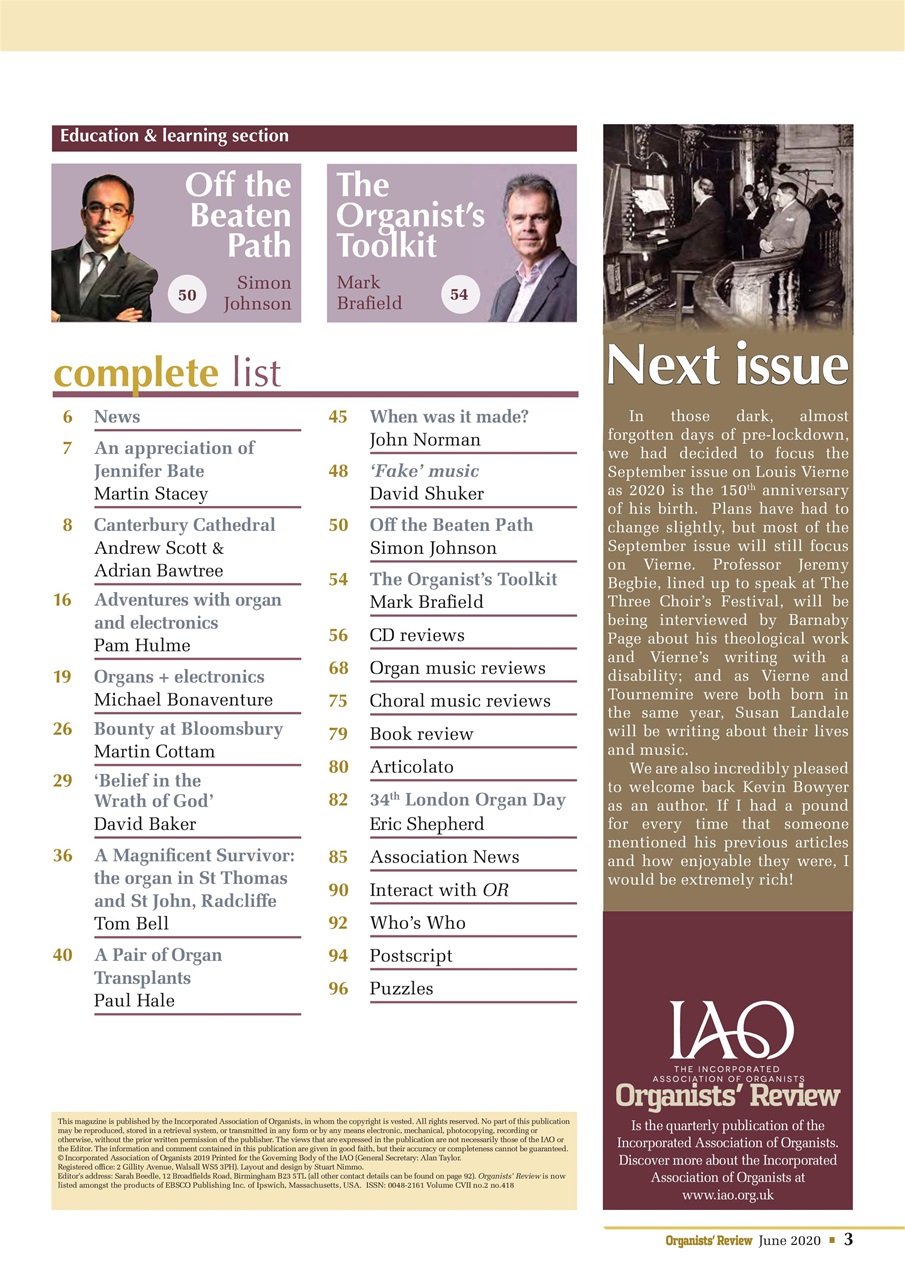 Organists' Review Preview Pages