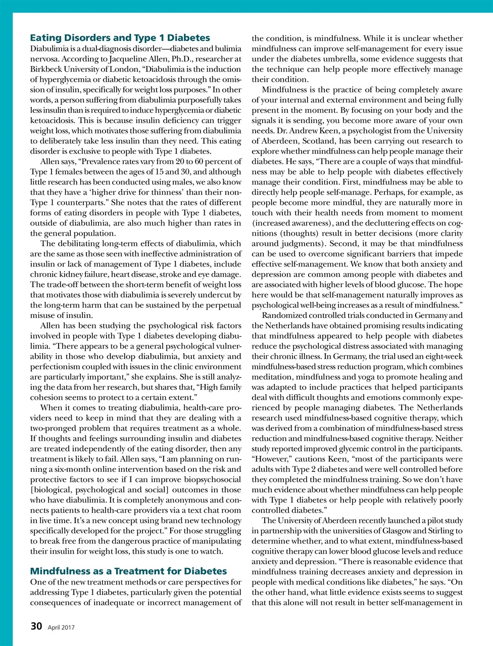 Diabetes Self-Management Preview Pages