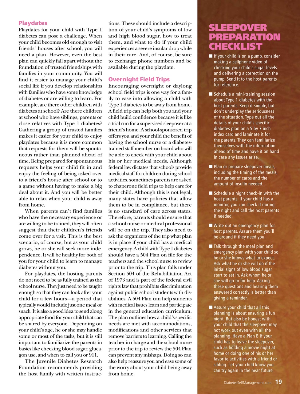 Diabetes Self-Management Preview Pages