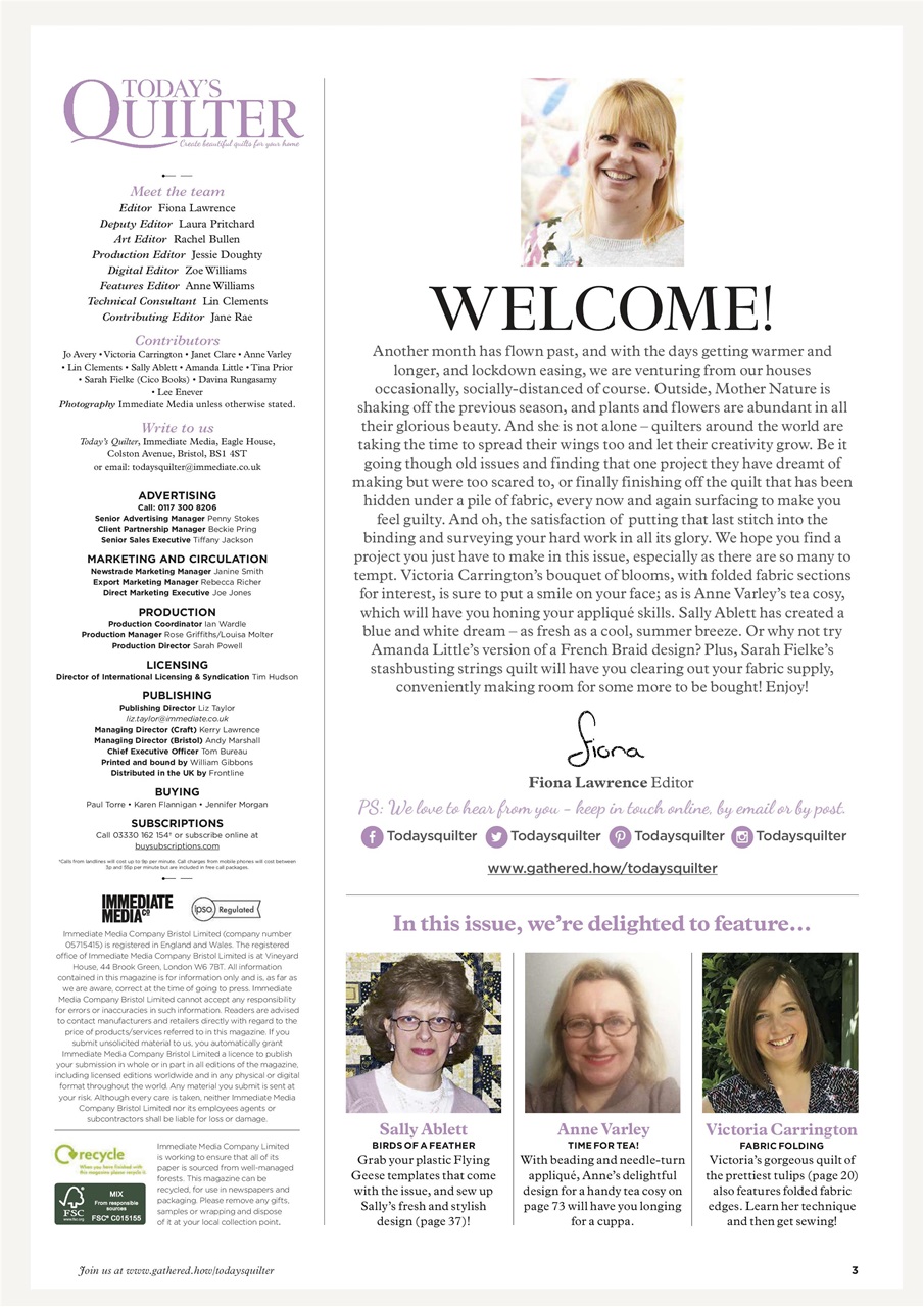 Today’s Quilter Preview Pages