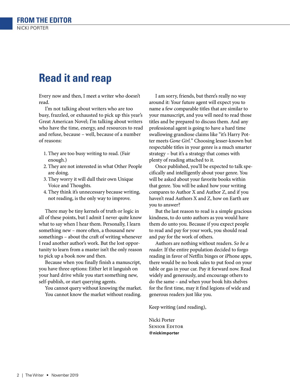 The Writer Preview Pages
