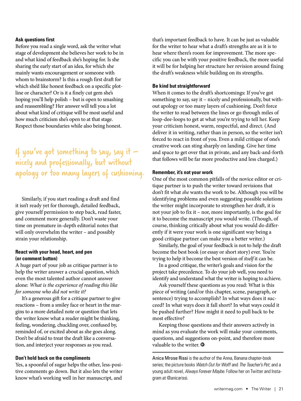 The Writer Preview Pages