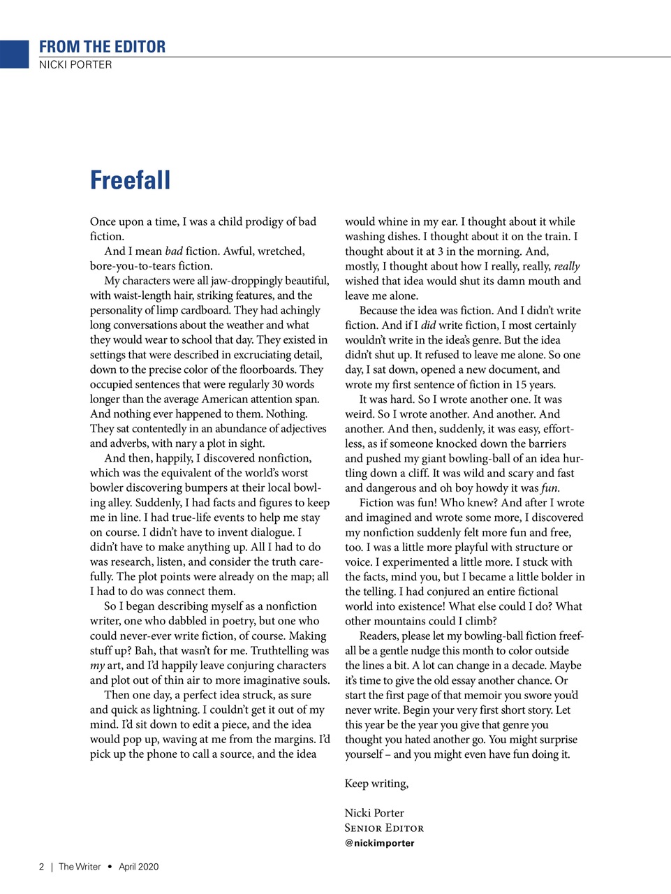 The Writer Preview Pages