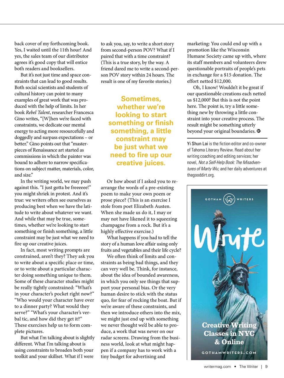 The Writer Preview Pages
