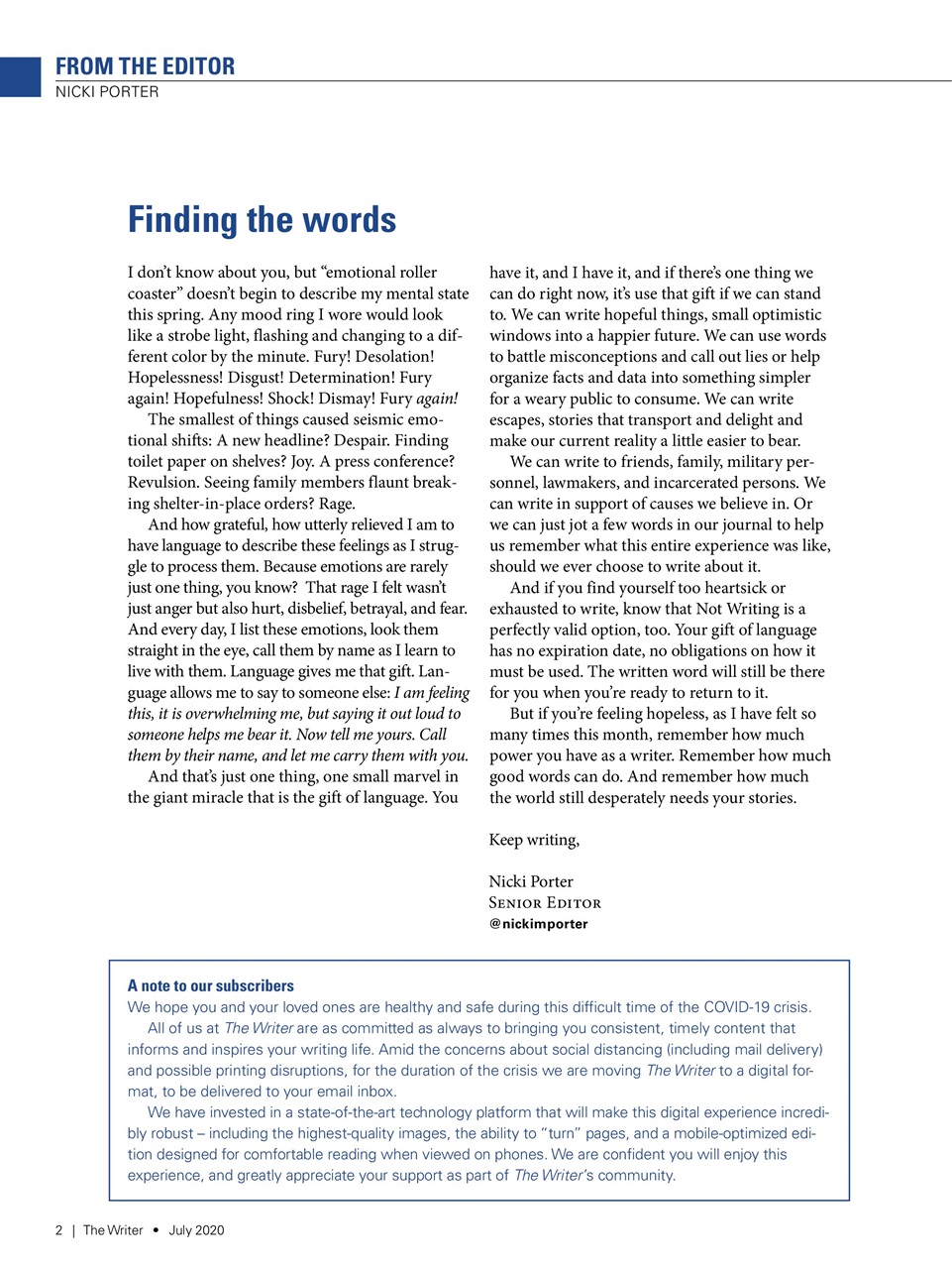 The Writer Preview Pages