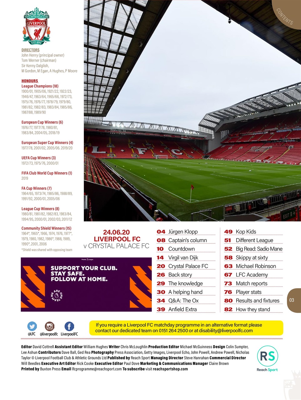 Liverpool FC Programmes Preview Pages