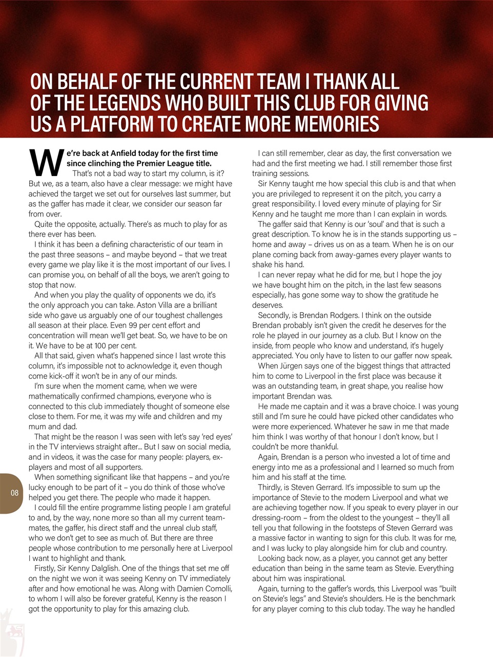 Liverpool FC Programmes Preview Pages