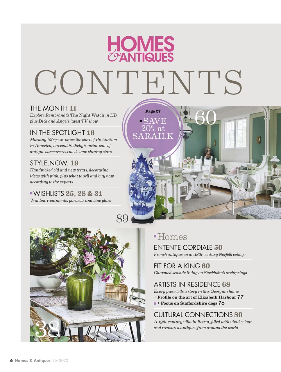 Homes & Antiques Magazine Preview Pages