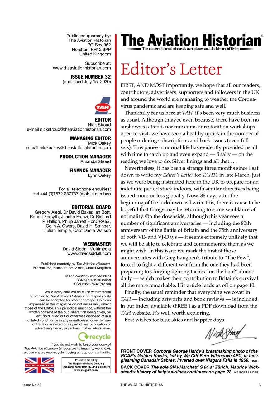 The Aviation Historian Magazine Preview Pages