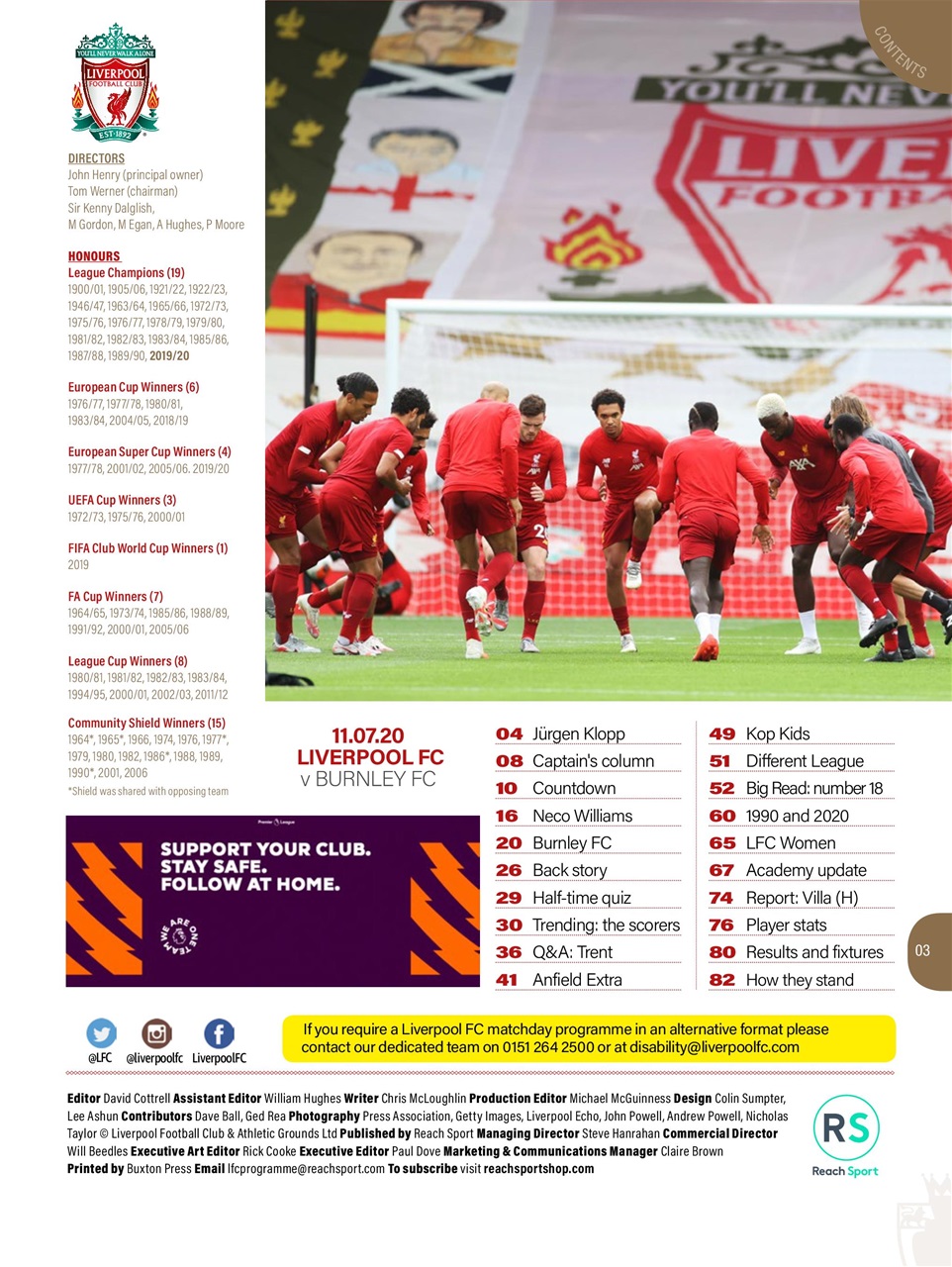 Liverpool FC Programmes Preview Pages