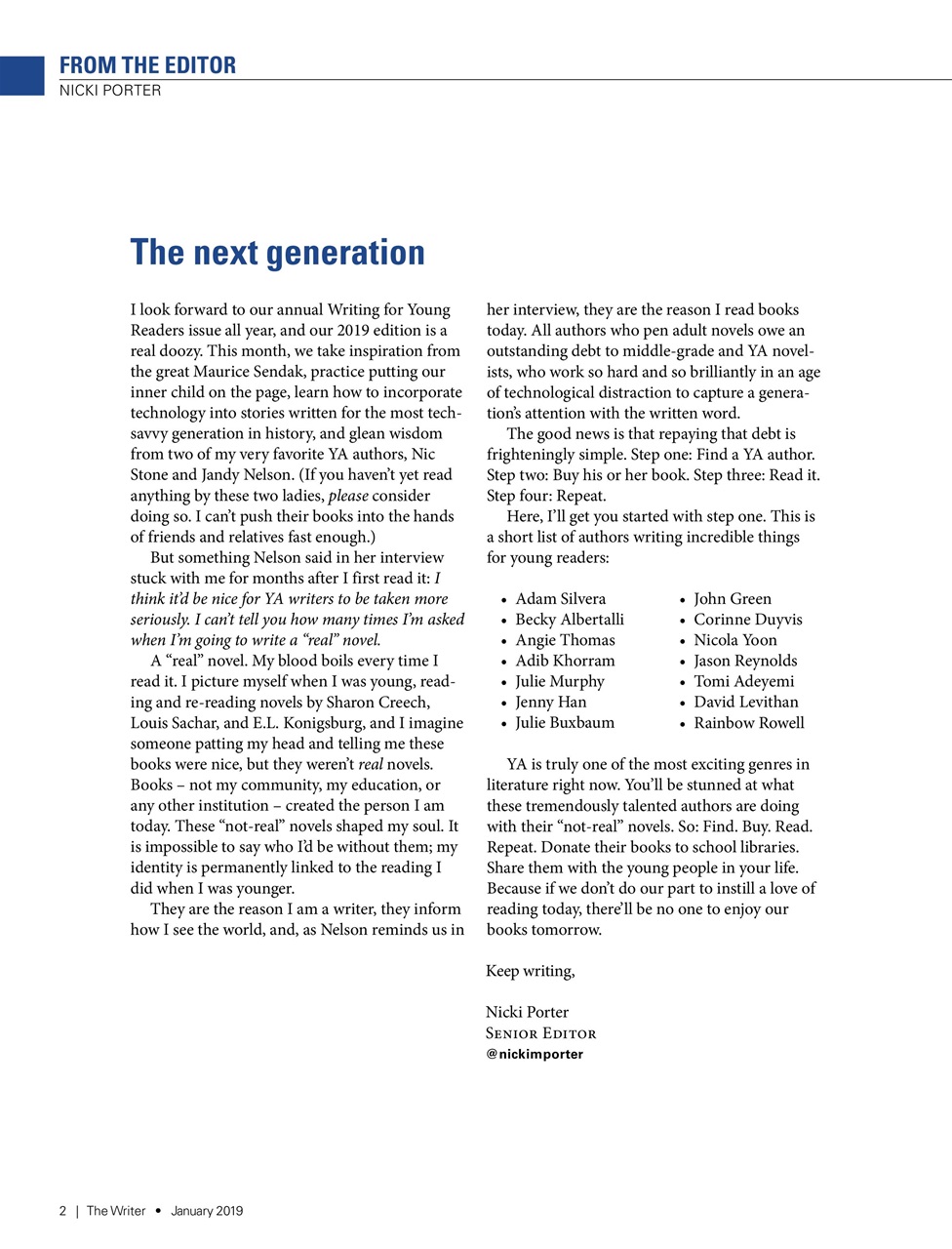 The Writer Preview Pages