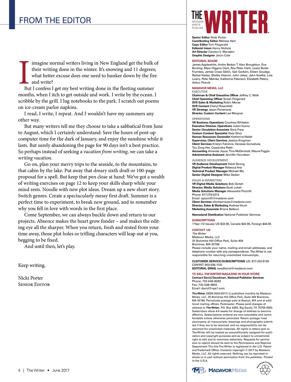 The Writer Preview Pages