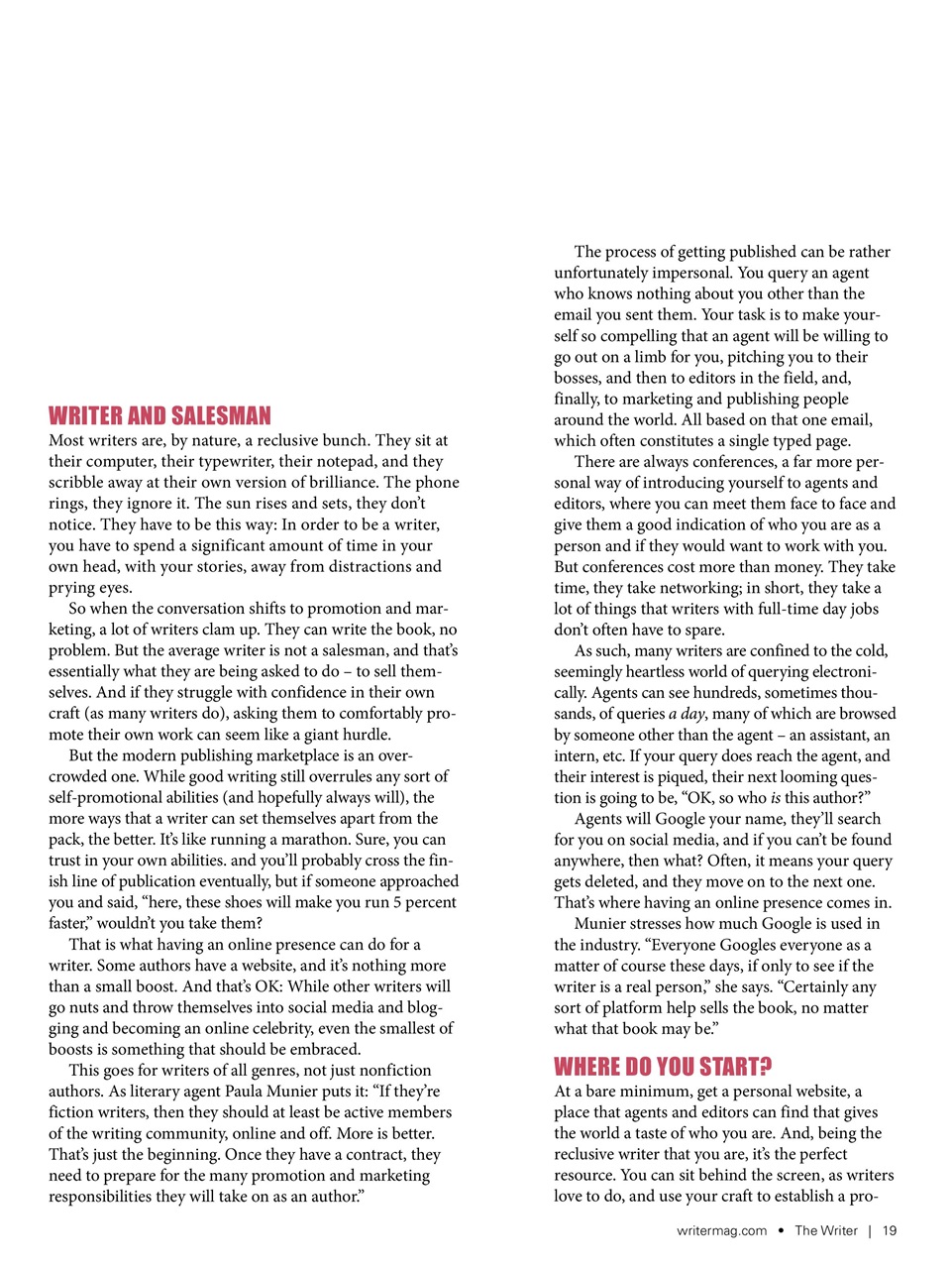 The Writer Preview Pages