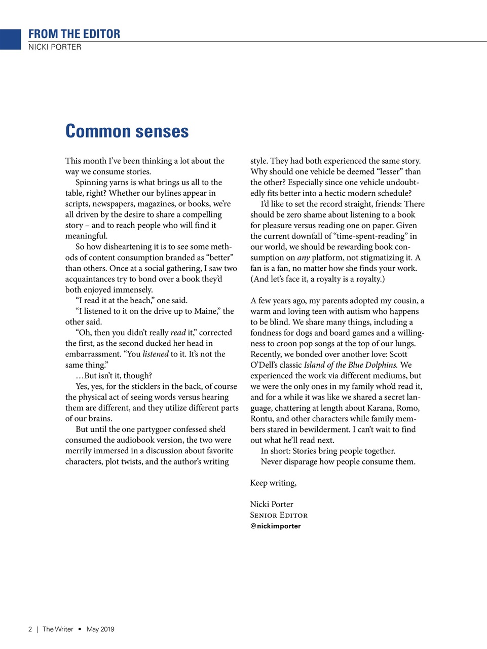 The Writer Preview Pages