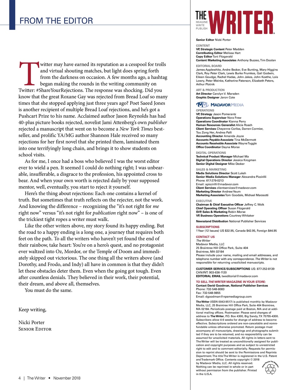 The Writer Preview Pages