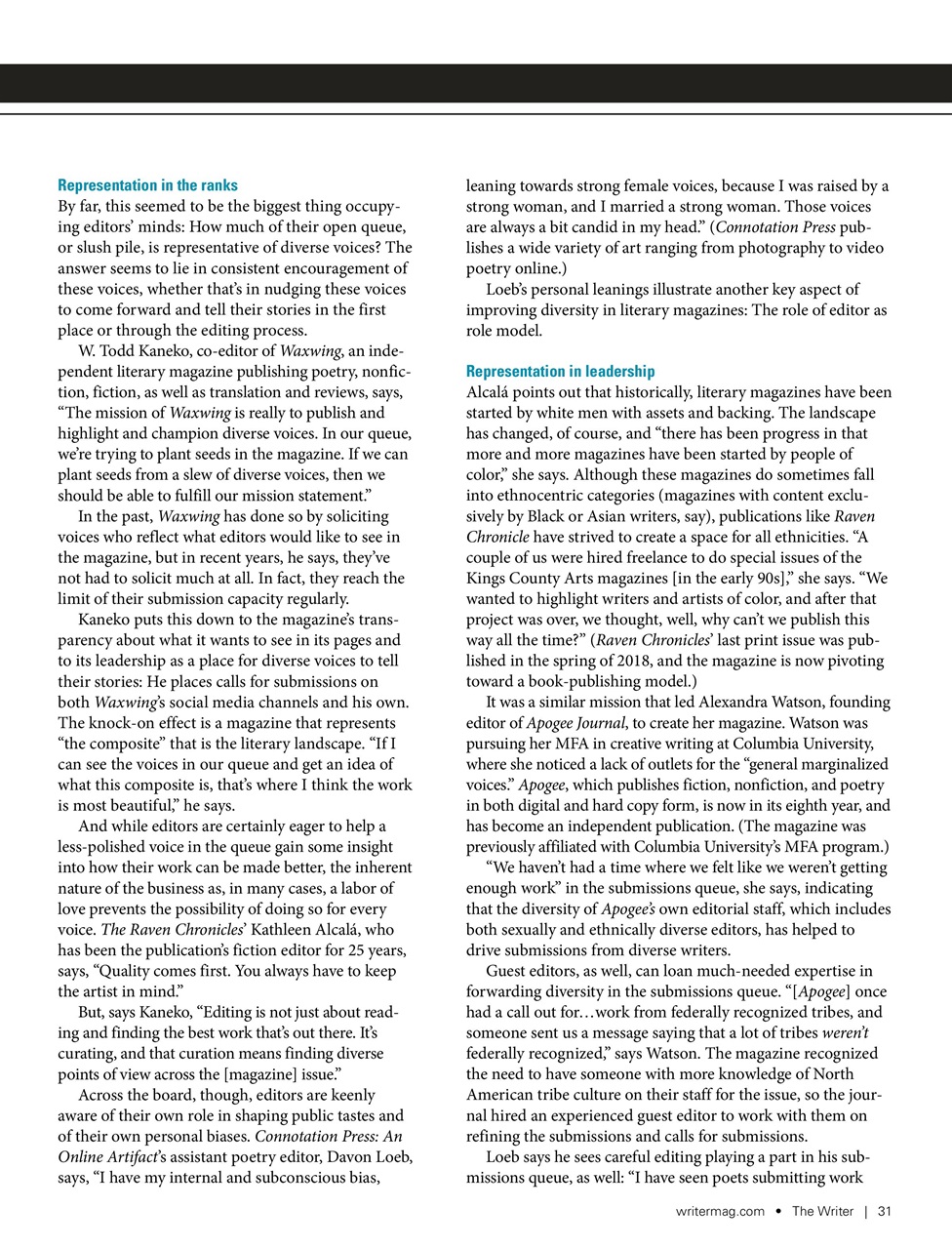 The Writer Preview Pages