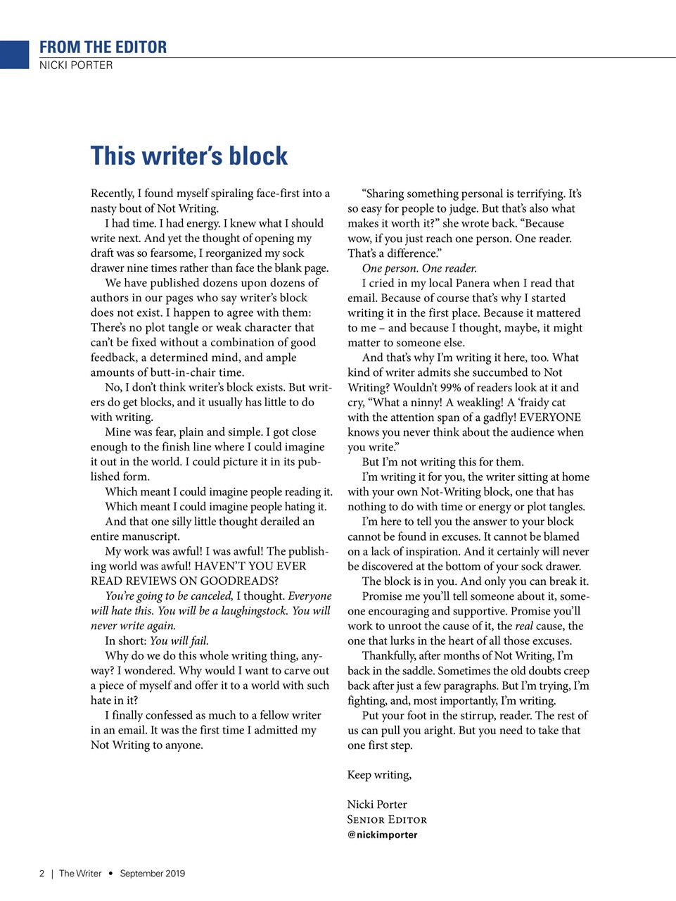 The Writer Preview Pages