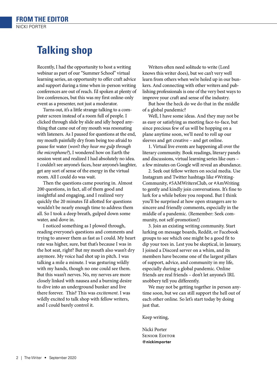 The Writer Preview Pages