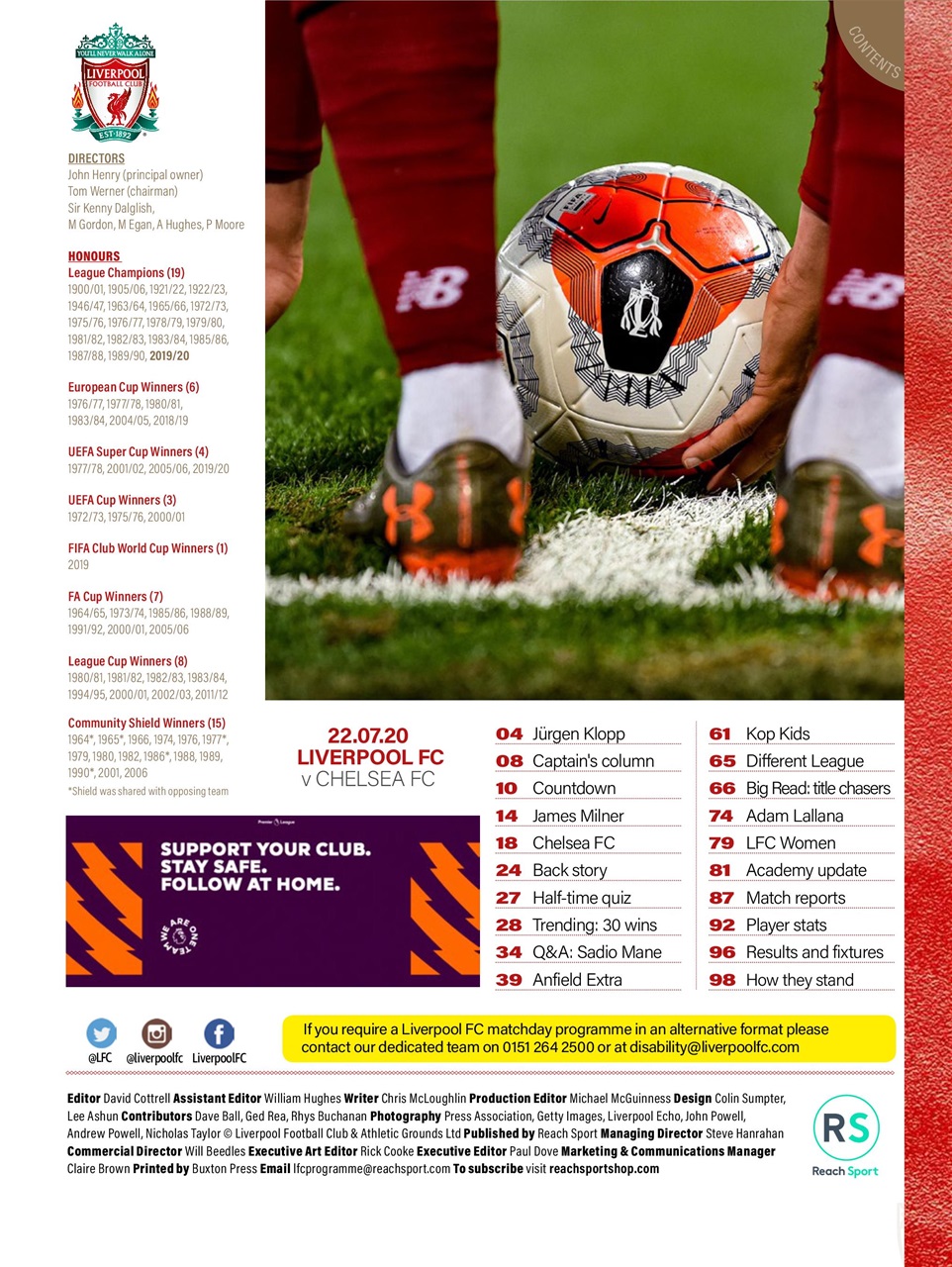 Liverpool FC Programmes Preview Pages