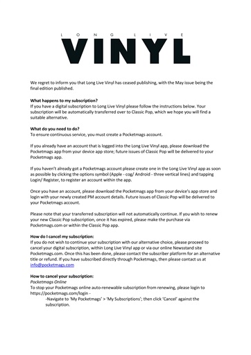 Long Live Vinyl issue 