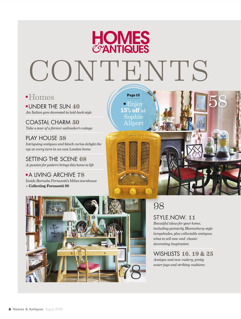 Homes & Antiques Magazine Preview Pages