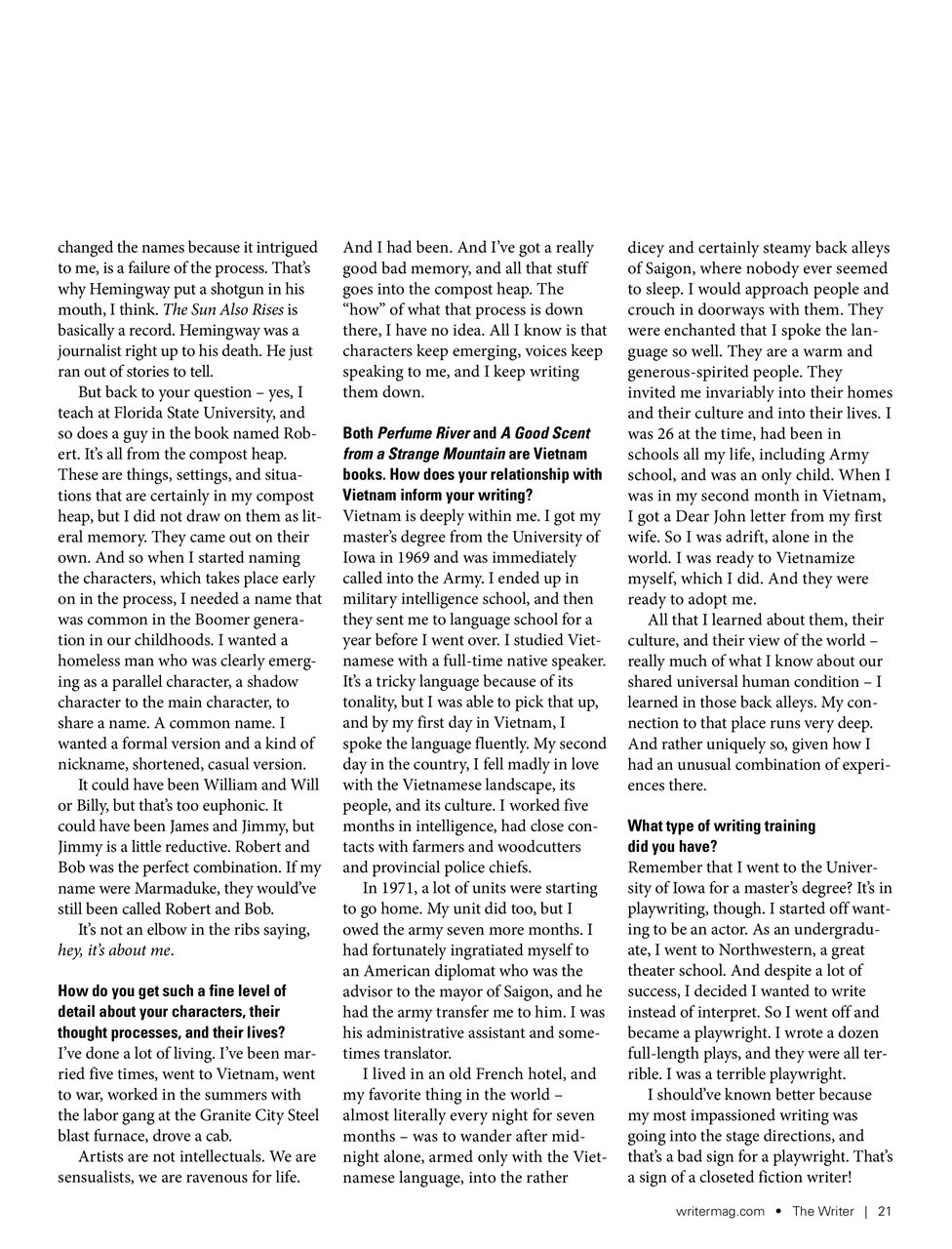 The Writer Preview Pages