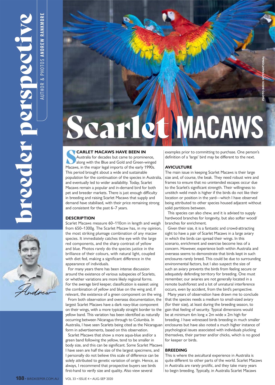 Australian Birdkeeper Magazine Preview Pages