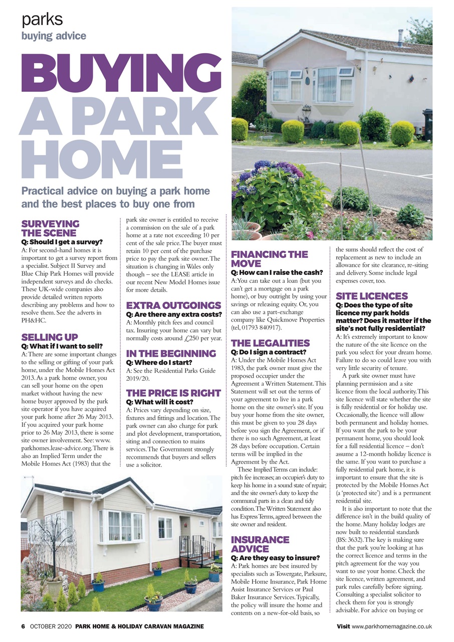 Park Home & Holiday Living Preview Pages