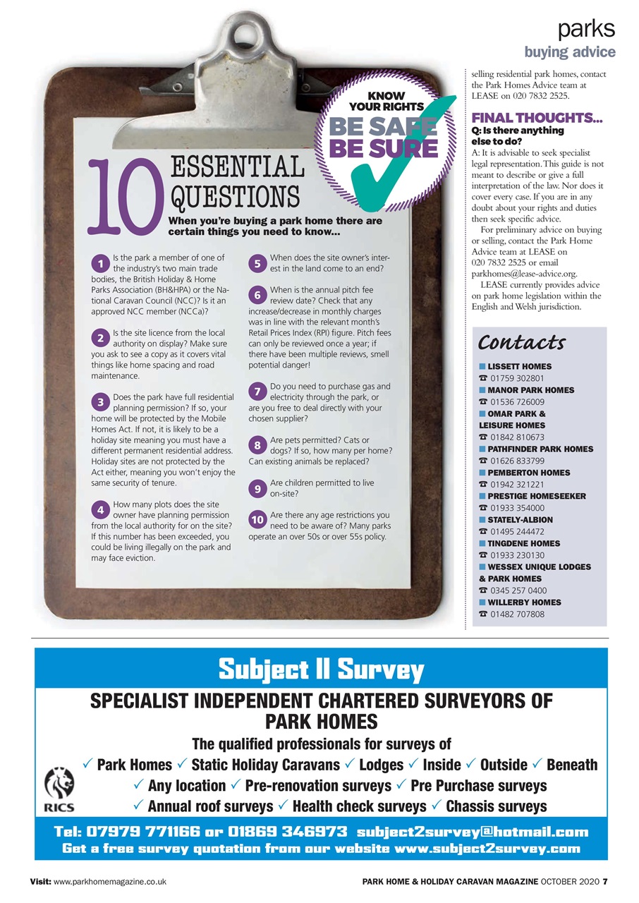 Park Home & Holiday Living Preview Pages