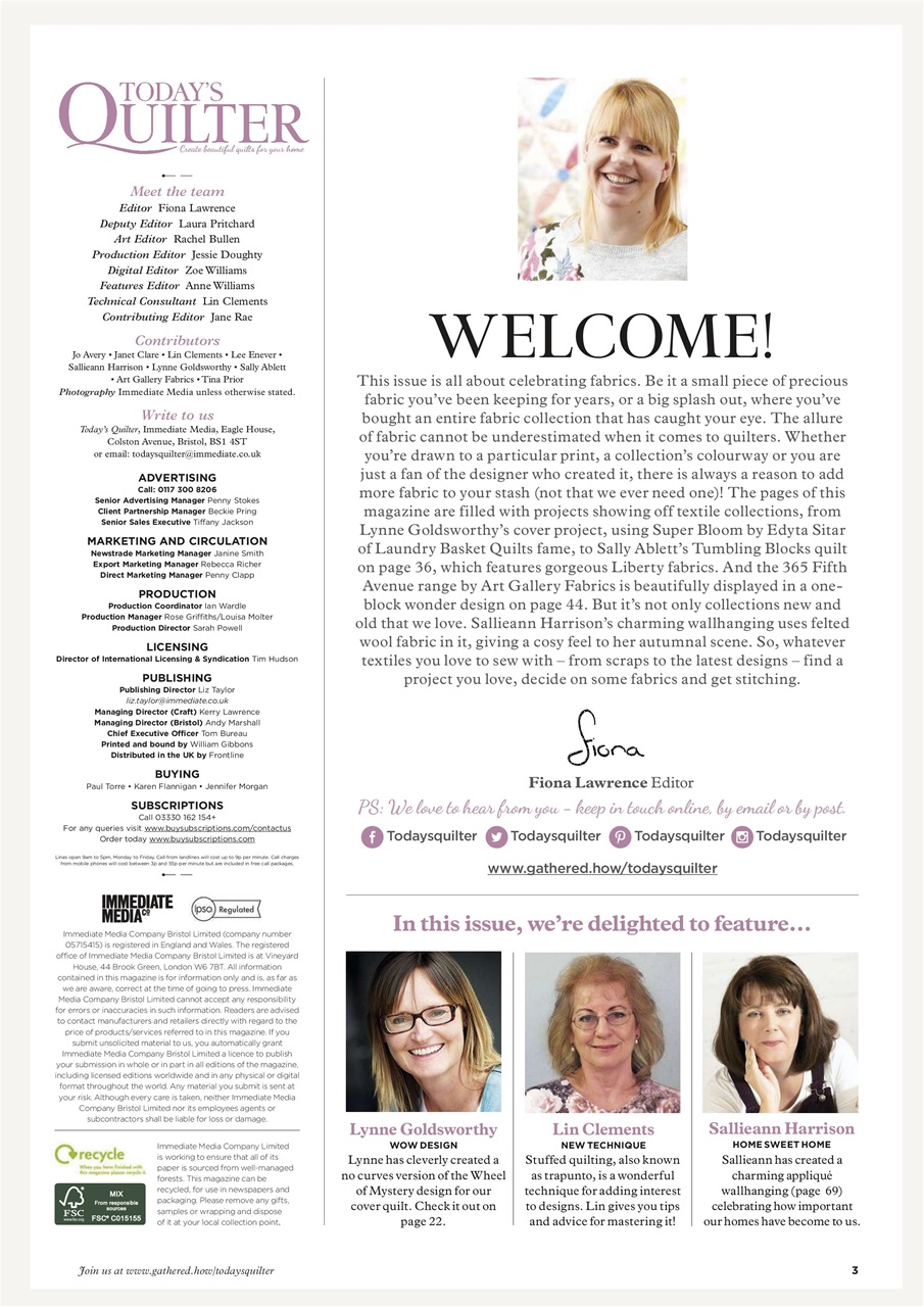 Today’s Quilter Preview Pages