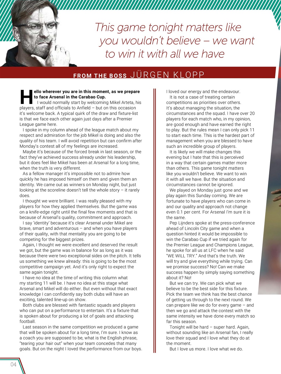 Liverpool FC Programmes Preview Pages