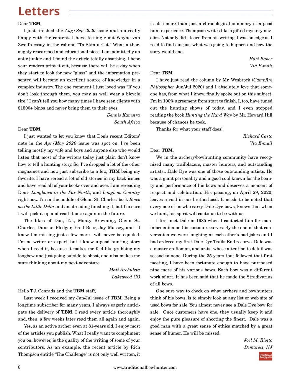 Traditional Bowhunter Magazine Preview Pages