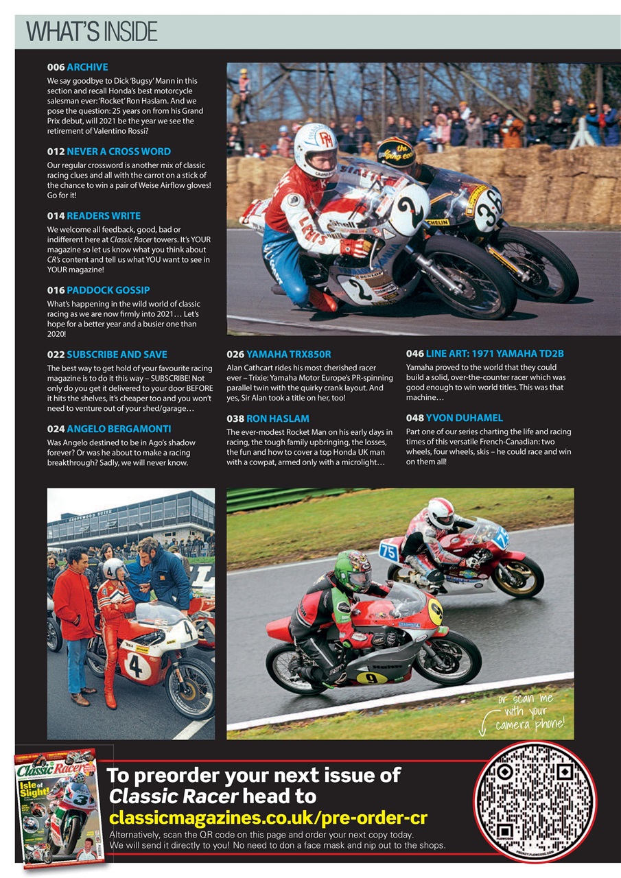 Classic Racer Preview Pages