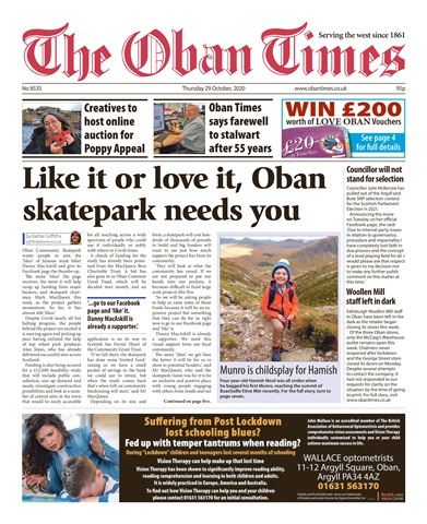 The Oban Times & Lochaber Times issue 29th October 2020