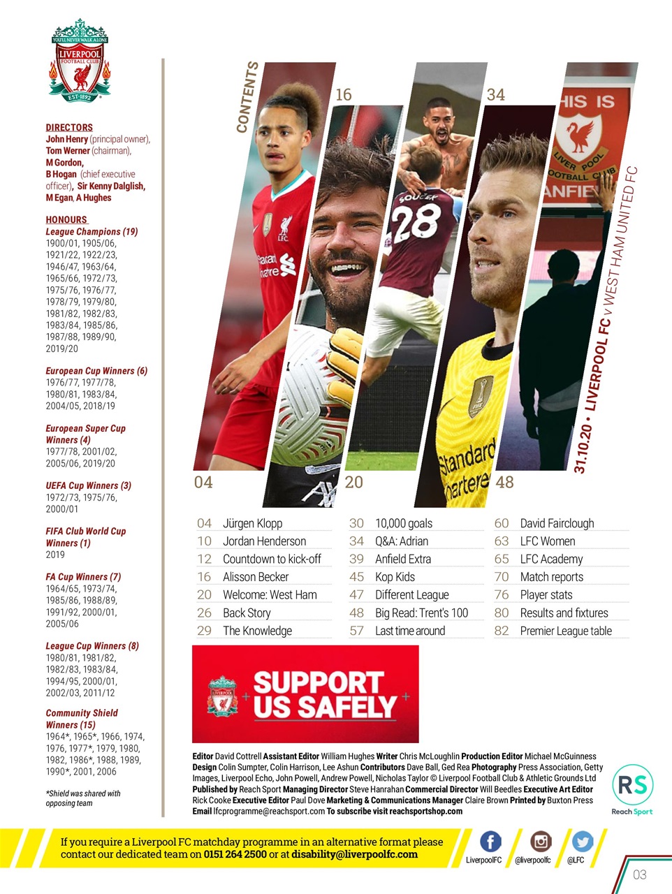 Liverpool FC Programmes Preview Pages
