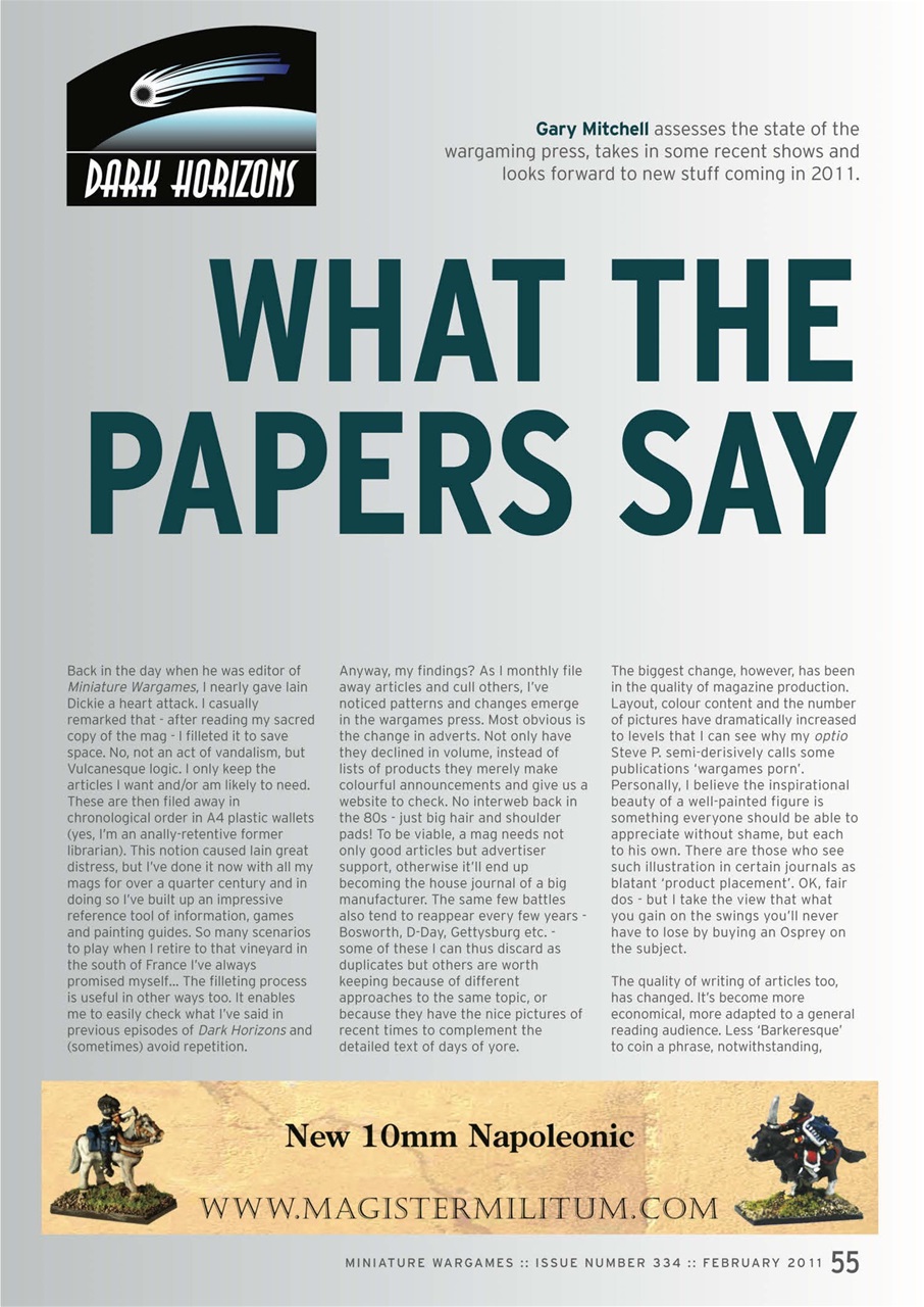 Miniature Wargames Preview Pages