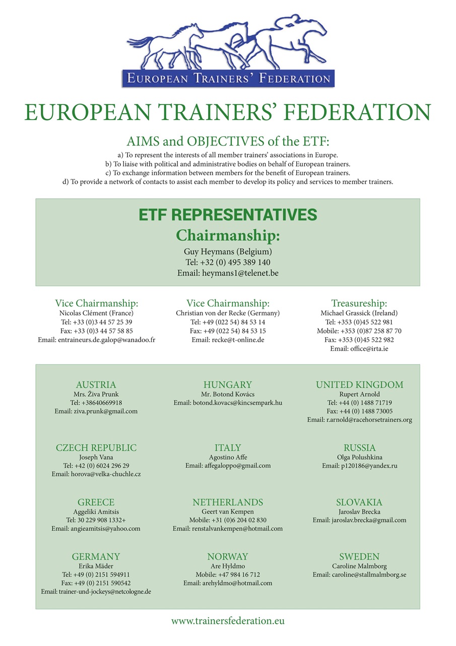 European Trainer Magazine - horse racing Preview Pages