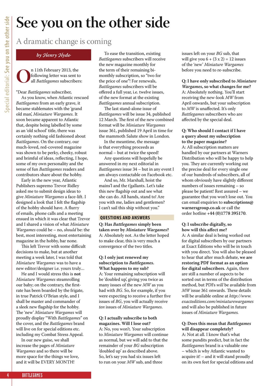 Miniature Wargames Preview Pages