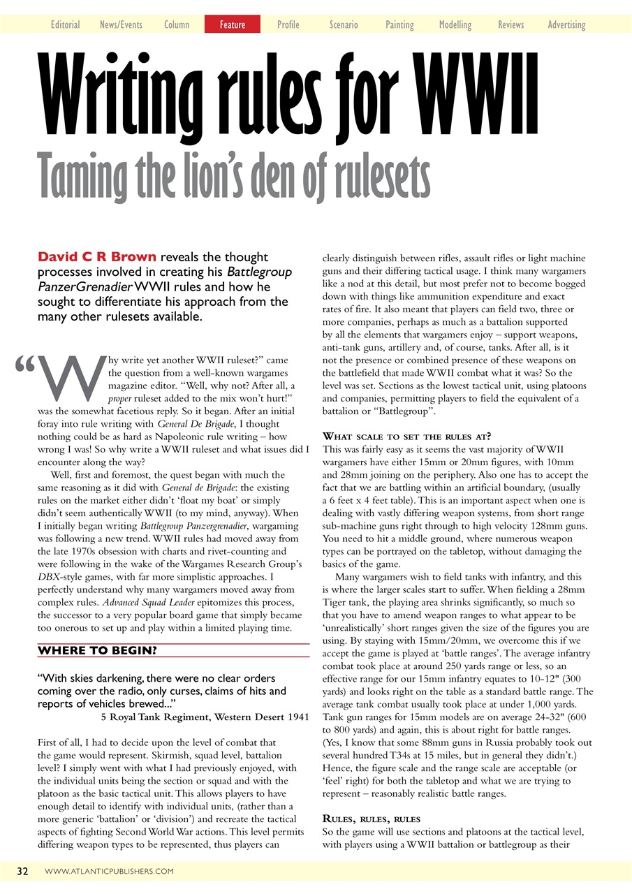 Miniature Wargames Preview Pages