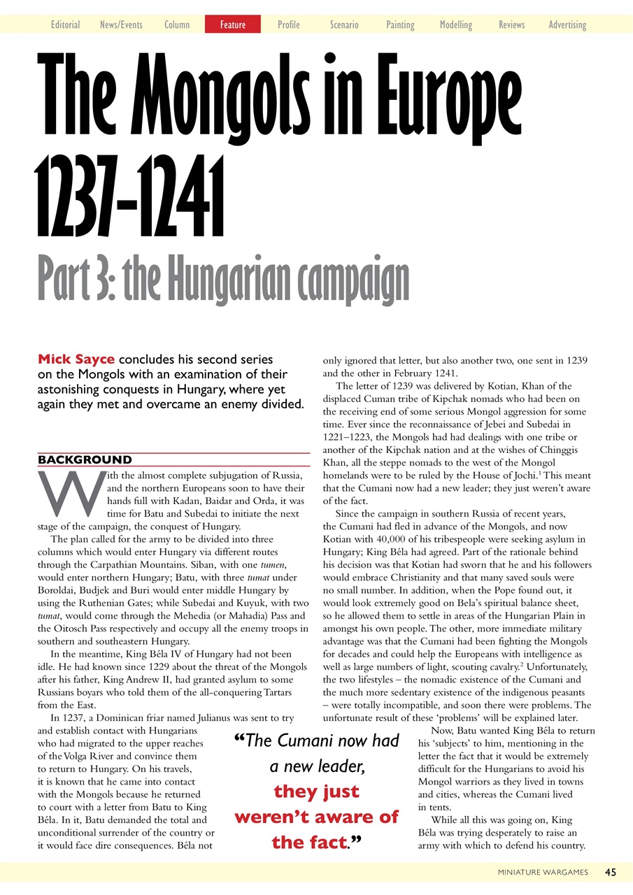 Miniature Wargames Preview Pages