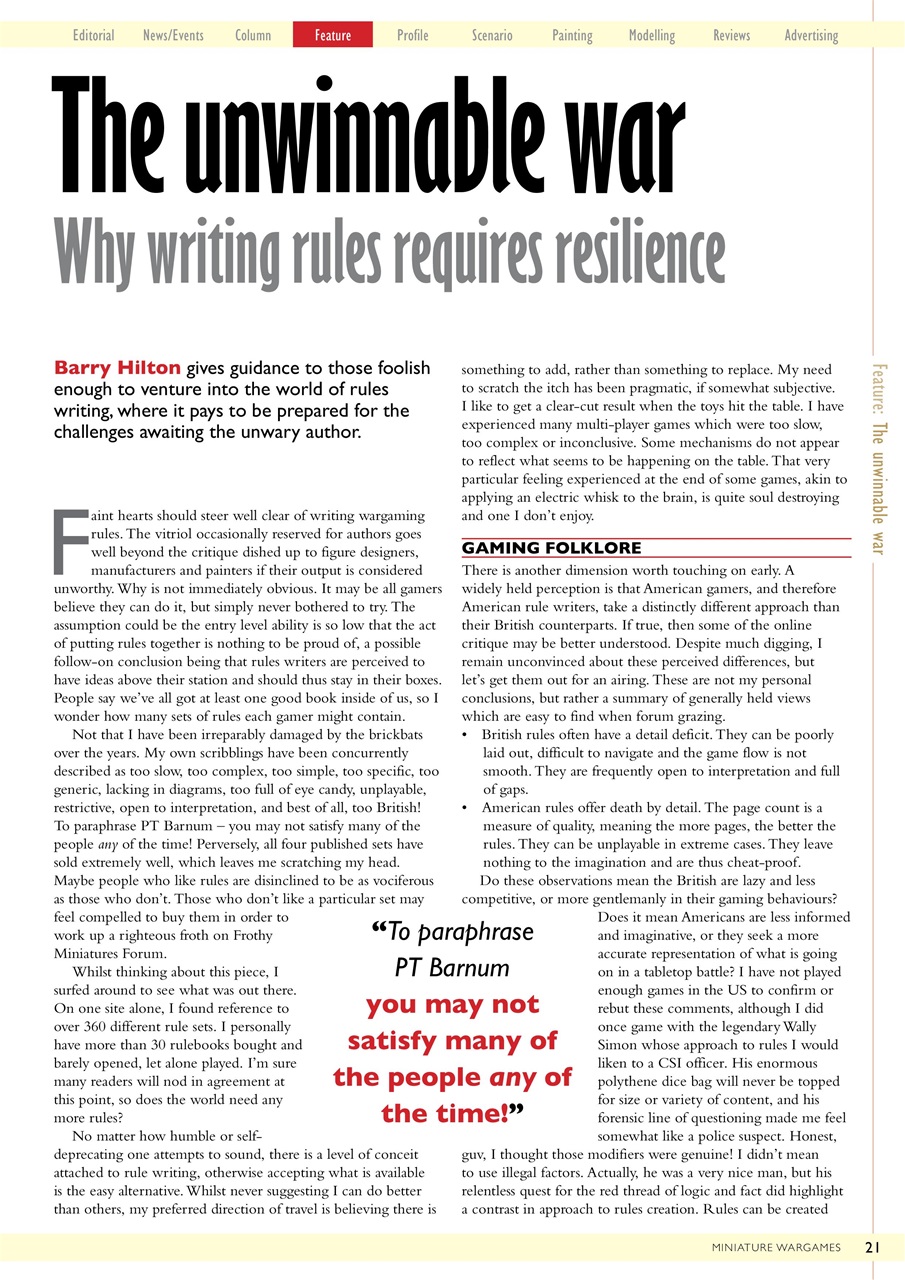 Miniature Wargames Preview Pages