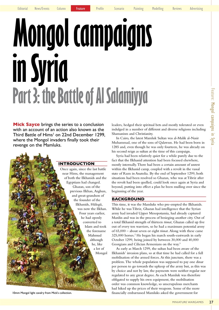 Miniature Wargames Preview Pages