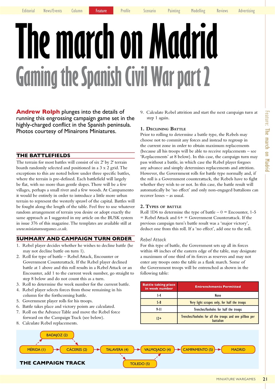 Miniature Wargames Preview Pages