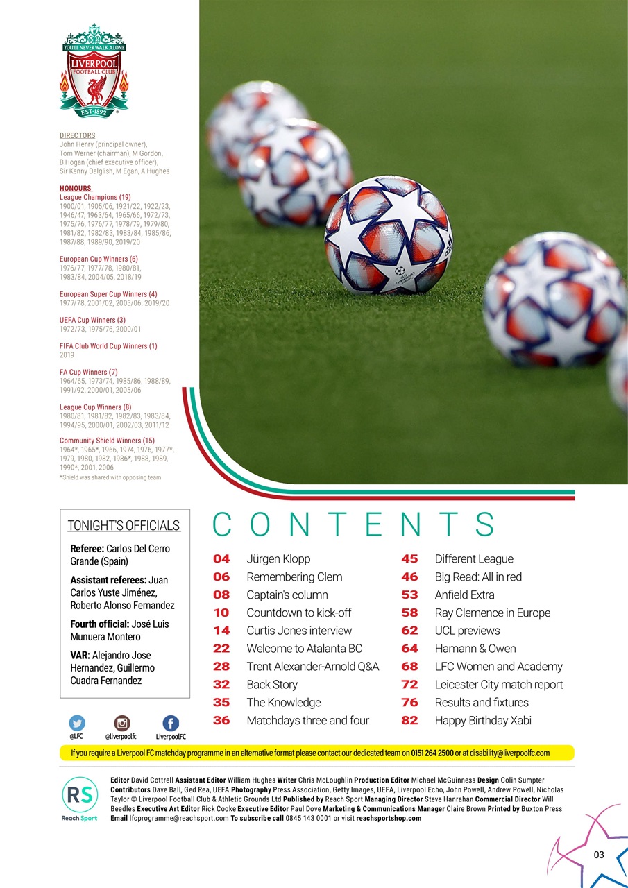Liverpool FC Programmes Preview Pages