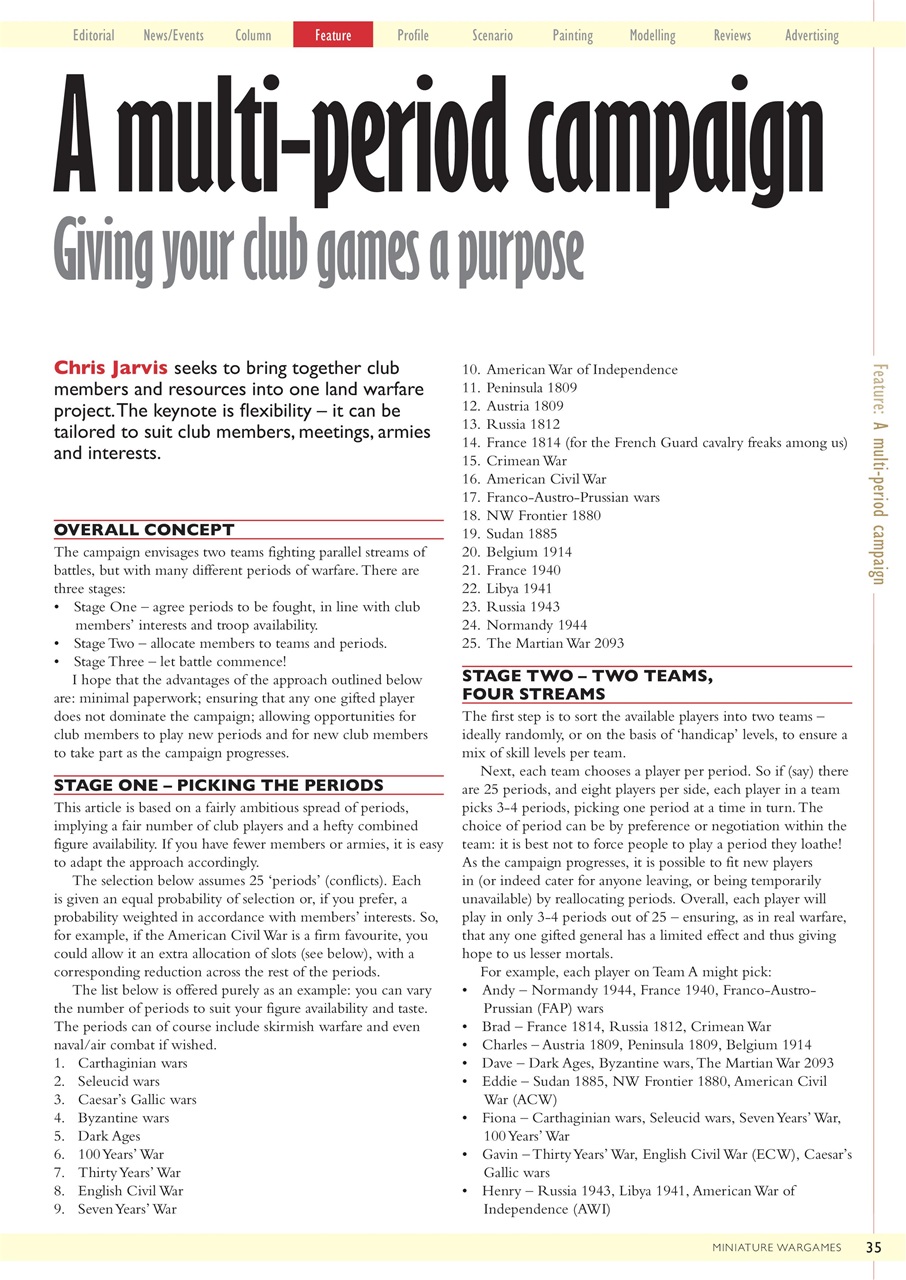 Miniature Wargames Preview Pages
