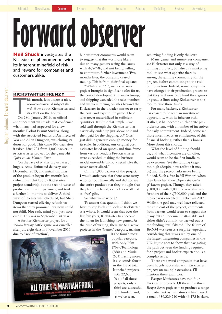 Miniature Wargames Preview Pages