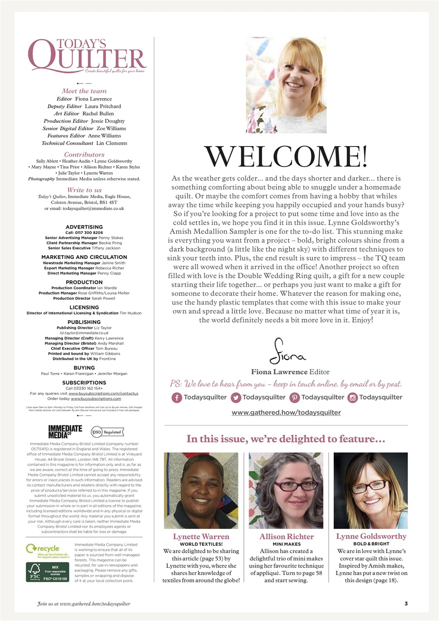 Today’s Quilter Preview Pages